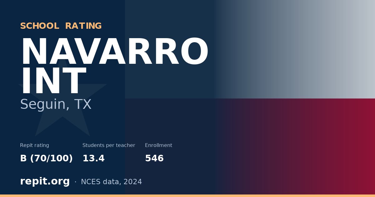 NAVARRO INT, Seguin, TX — Repit school rating B (70/100)