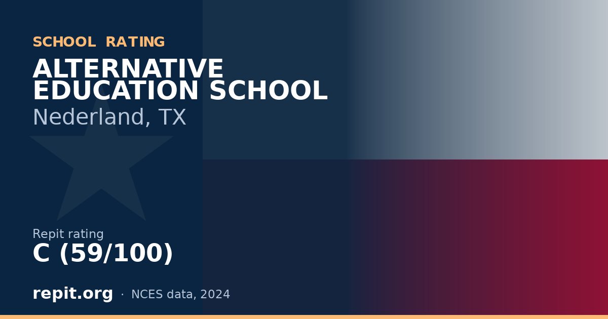 ALTERNATIVE EDUCATION SCHOOL, Nederland, TX — Repit school rating C (59/100)