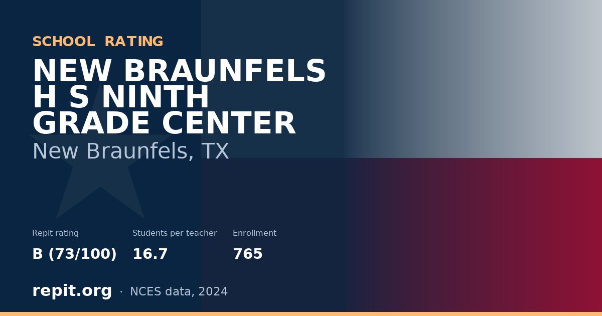 NEW BRAUNFELS H S NINTH GRADE CENTER, New Braunfels, TX — Repit school rating B (73/100)