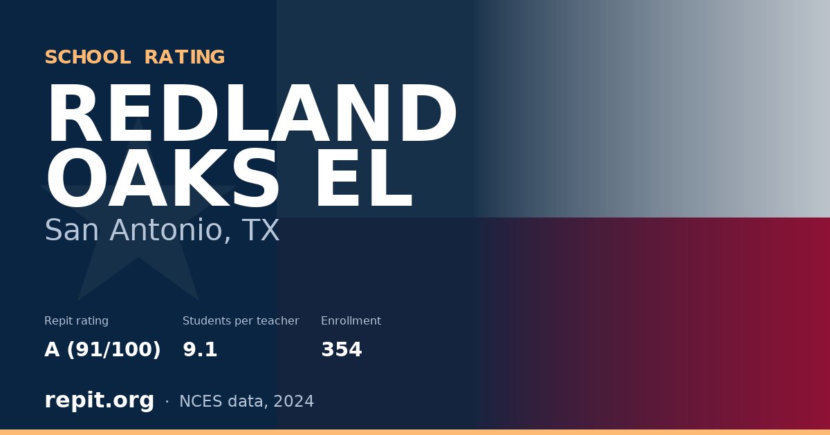 REDLAND OAKS EL, San Antonio, TX — Repit school rating A (91/100)