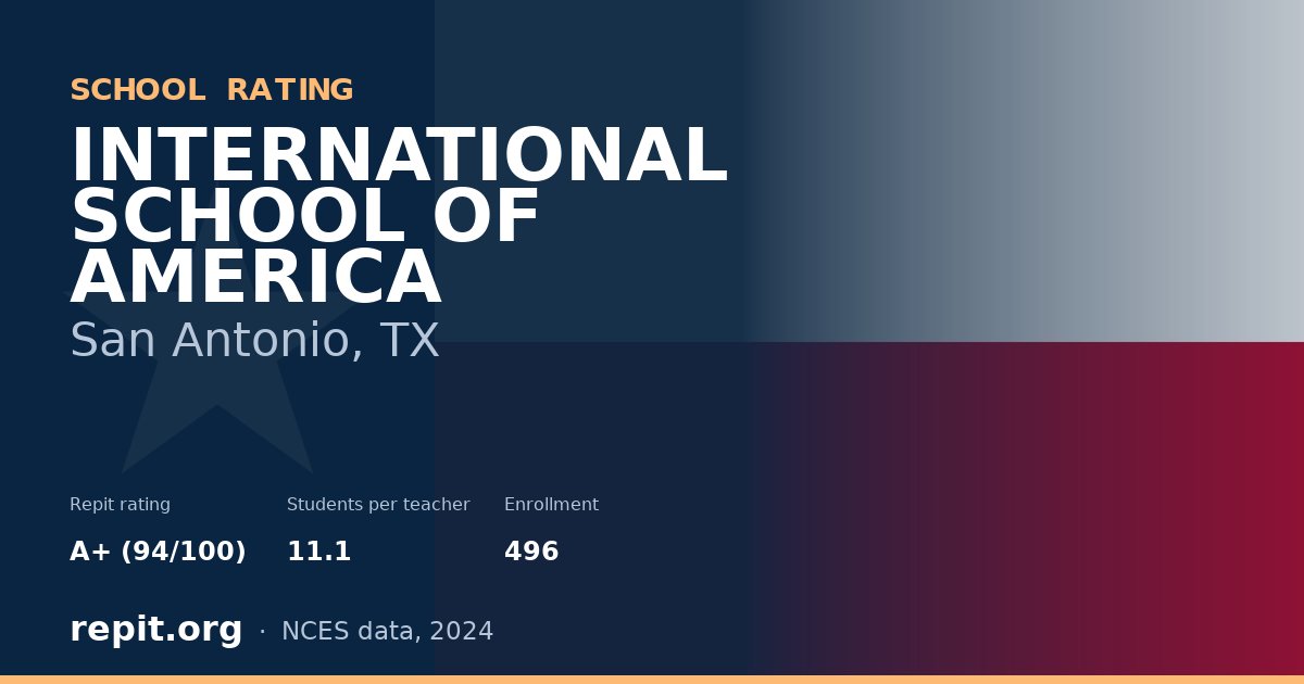 INTERNATIONAL SCHOOL OF AMERICA, San Antonio, TX — Repit school rating A+ (94/100)