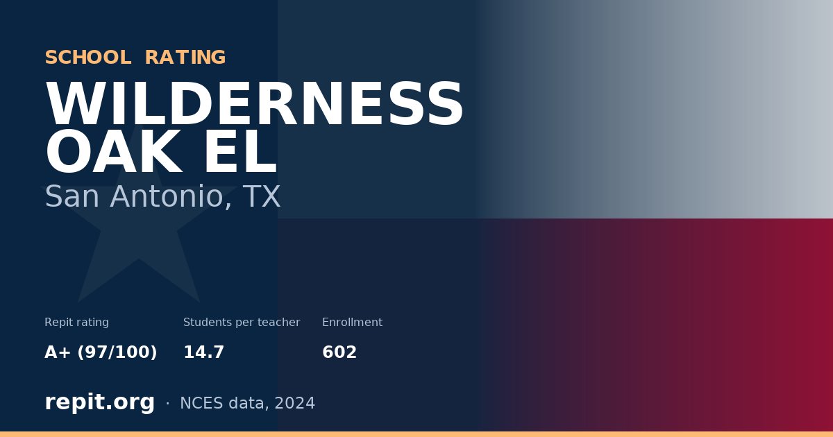 WILDERNESS OAK EL, San Antonio, TX — Repit school rating A+ (97/100)