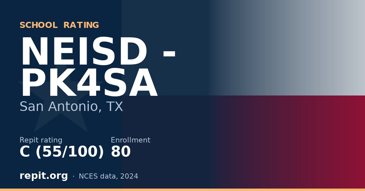 NEISD - PK4SA, San Antonio, TX — Repit school rating C (55/100)