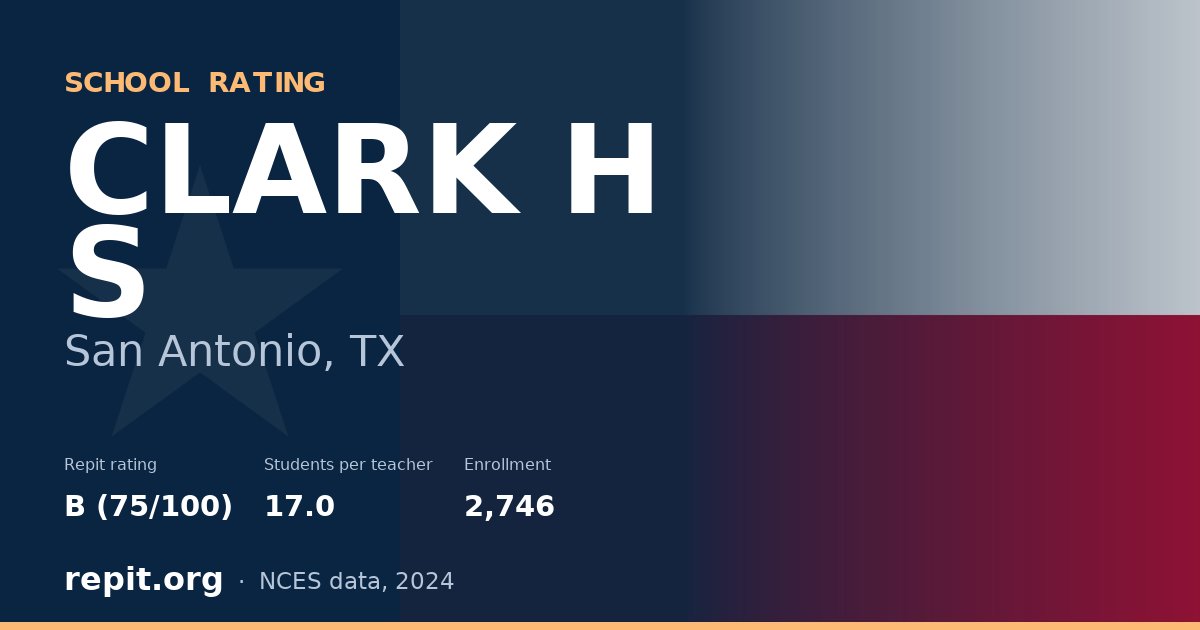 CLARK H S, San Antonio, TX — Repit school rating B (75/100)