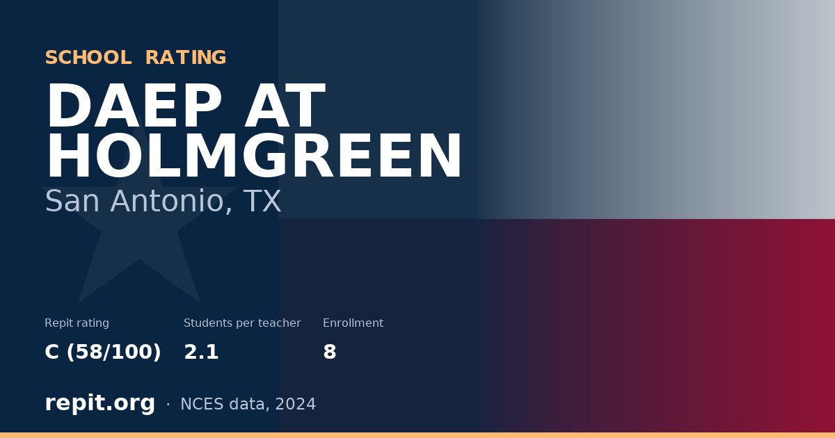 DAEP AT HOLMGREEN, San Antonio, TX — Repit school rating C (58/100)