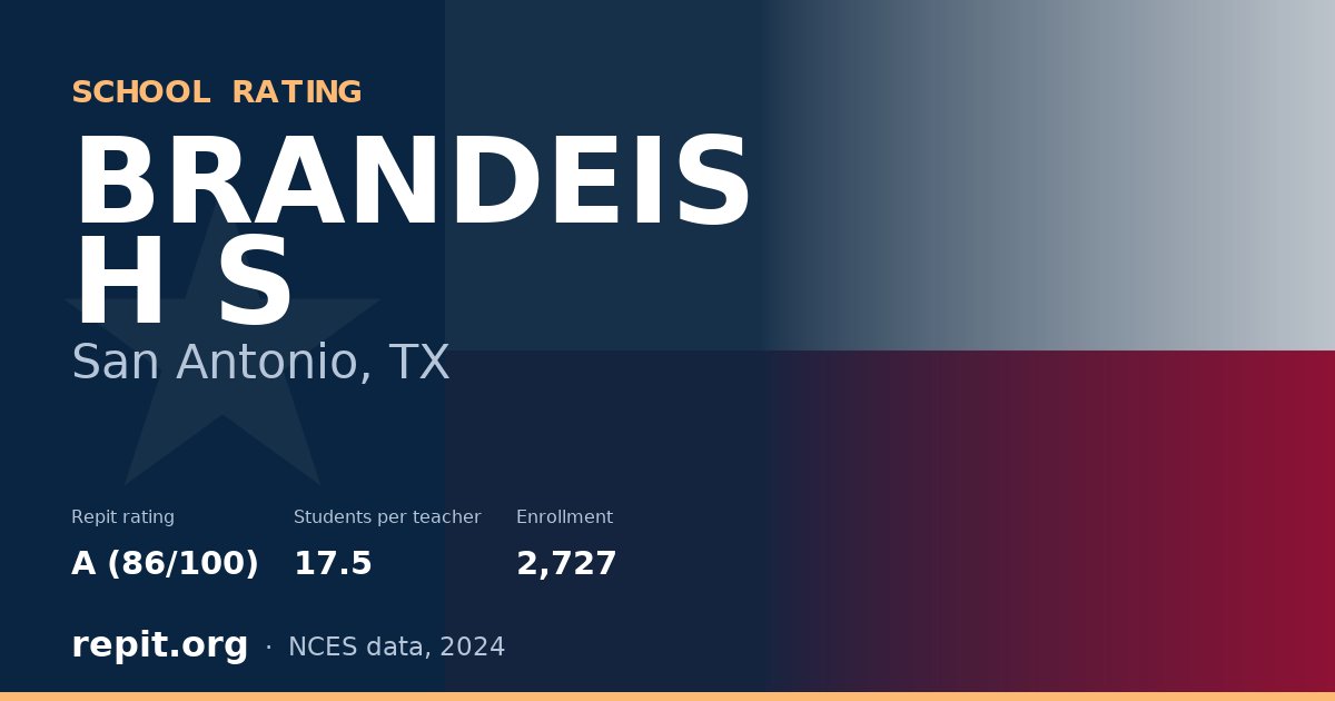 BRANDEIS H S, San Antonio, TX — Repit school rating A (86/100)