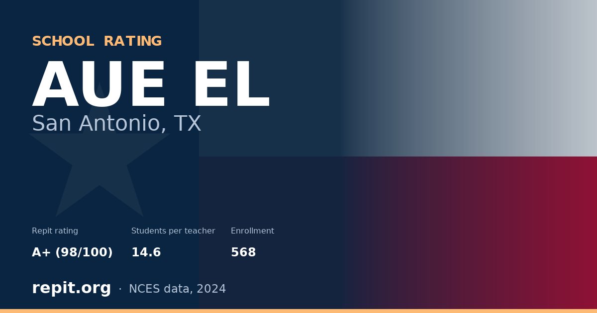 AUE EL, San Antonio, TX — Repit school rating A+ (98/100)
