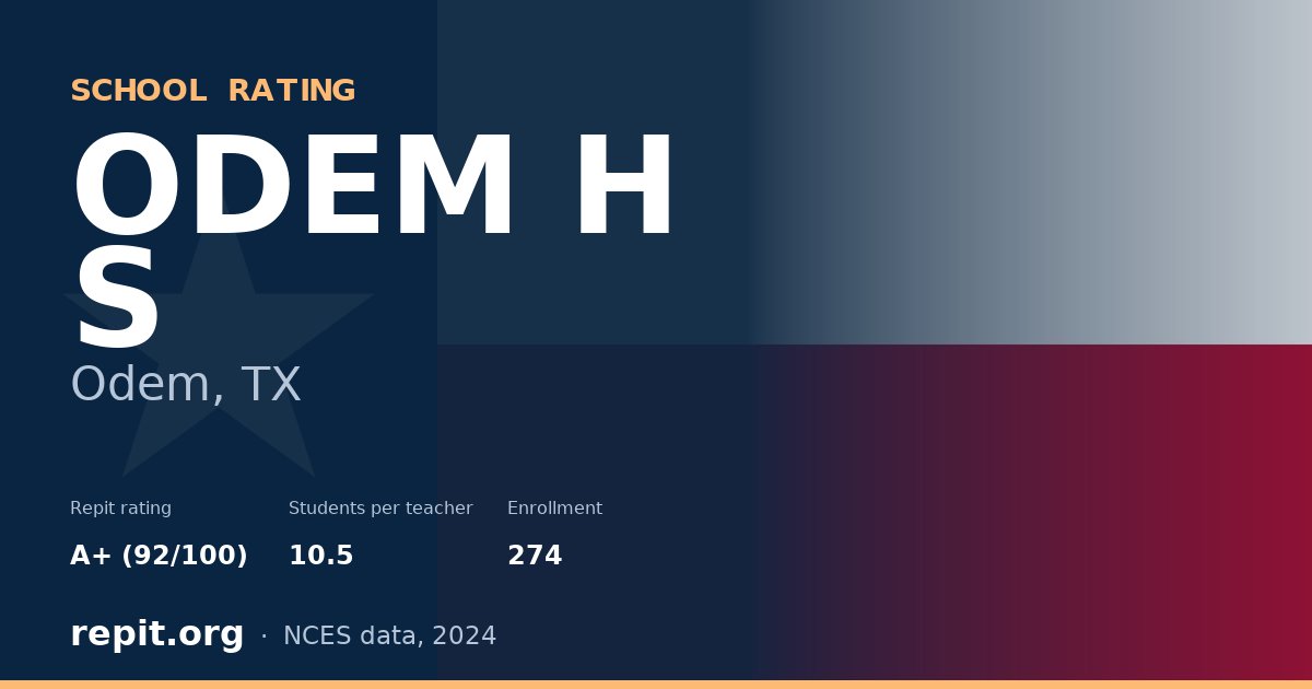 ODEM H S, Odem, TX — Repit school rating A+ (92/100)
