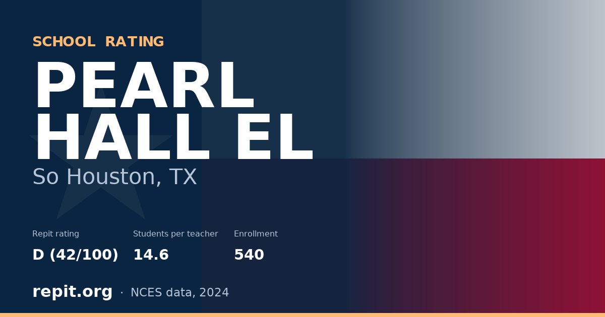 PEARL HALL EL, So Houston, TX — Repit school rating D (42/100)