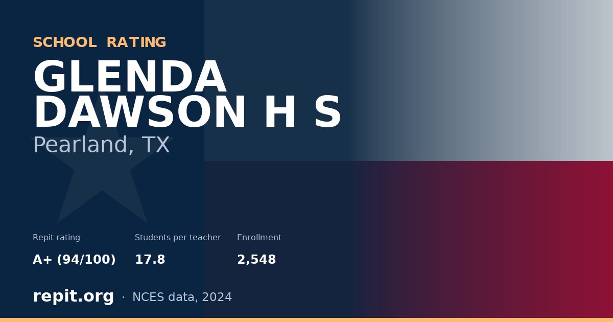 GLENDA DAWSON H S, Pearland, TX — Repit school rating A+ (94/100)