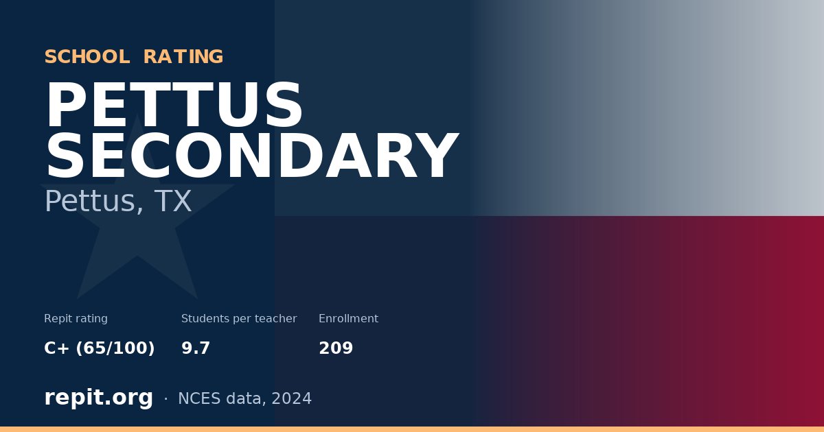 PETTUS SECONDARY, Pettus, TX — Repit school rating C+ (65/100)