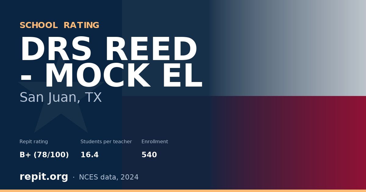 DRS REED - MOCK EL, San Juan, TX — Repit school rating B+ (78/100)