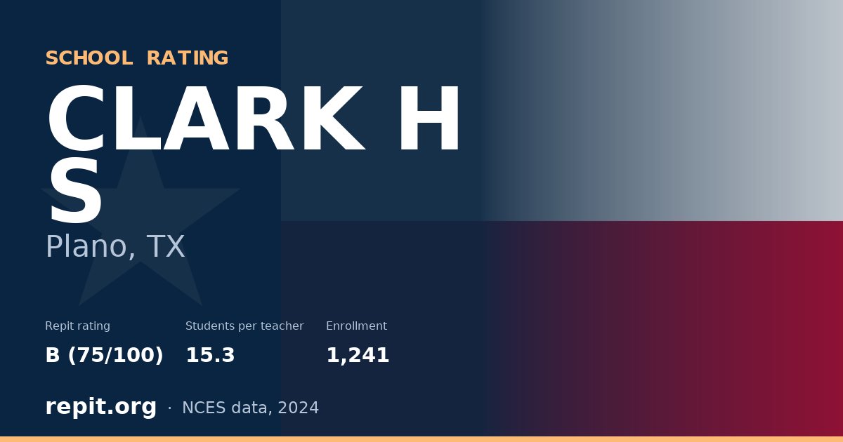 CLARK H S, Plano, TX — Repit school rating B (75/100)