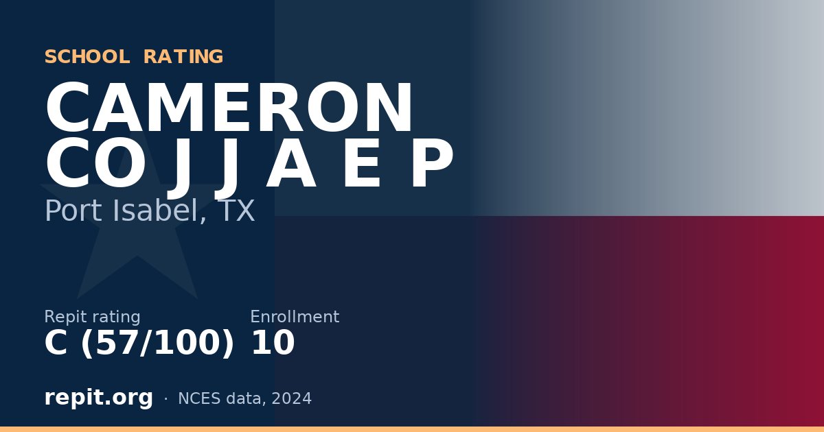 CAMERON CO J J A E P, Port Isabel, TX — Repit school rating C (57/100)