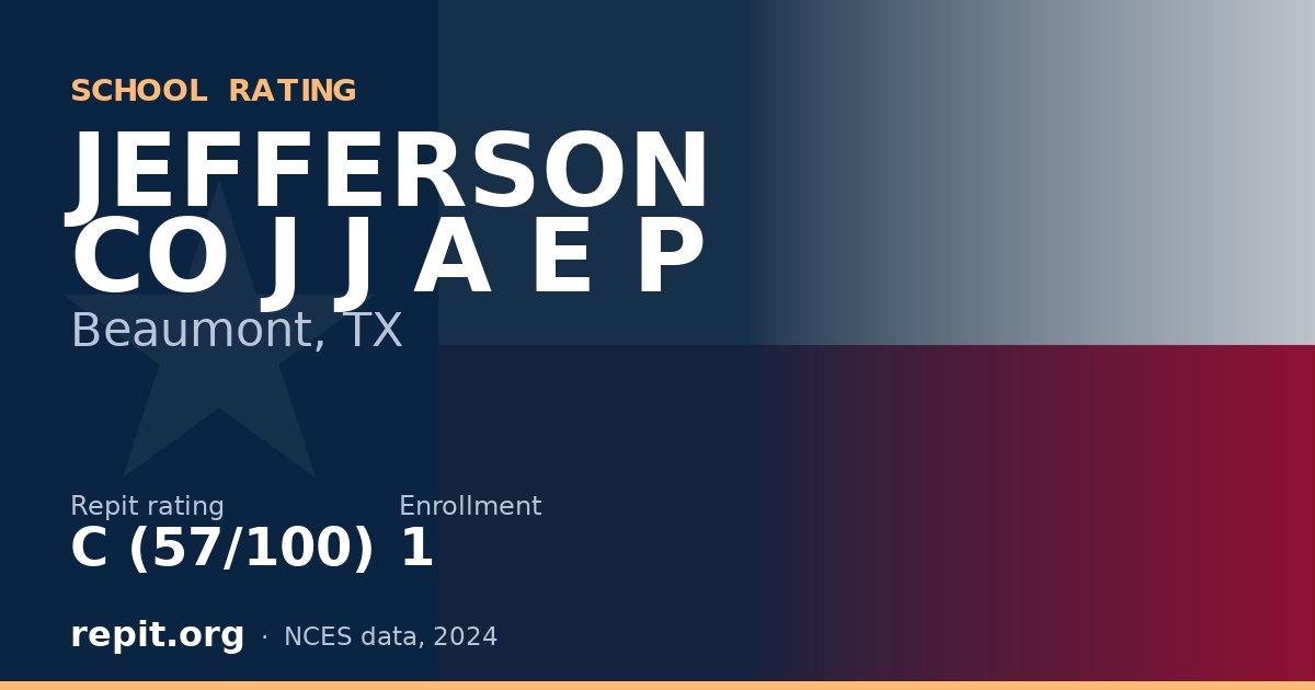 JEFFERSON CO J J A E P, Beaumont, TX — Repit school rating C (57/100)