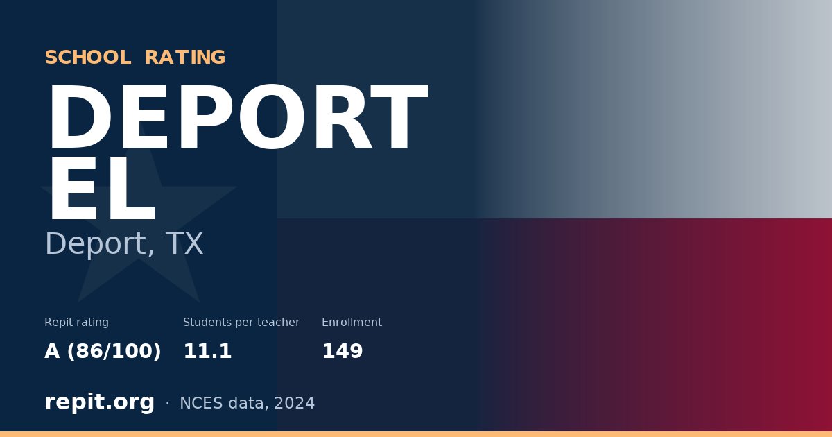 DEPORT EL, Deport, TX — Repit school rating A (86/100)