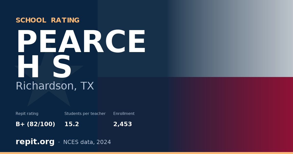 PEARCE H S, Richardson, TX — Repit school rating B+ (82/100)