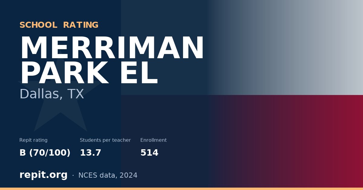 MERRIMAN PARK EL, Dallas, TX — Repit school rating B (70/100)