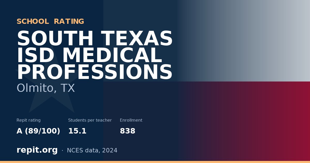 SOUTH TEXAS ISD MEDICAL PROFESSIONS, Olmito, TX — Repit school rating A (89/100)