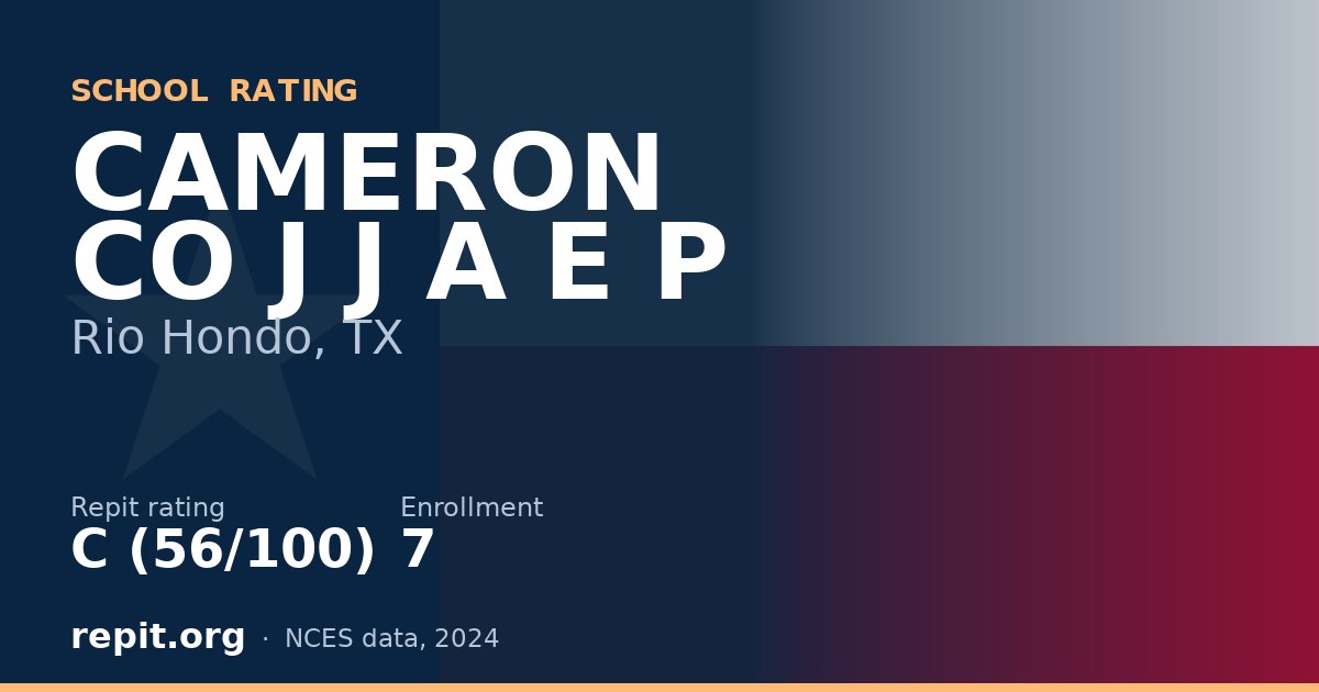 CAMERON CO J J A E P, Rio Hondo, TX — Repit school rating C (56/100)