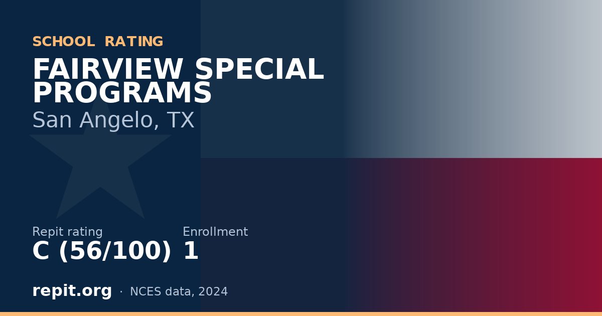 FAIRVIEW SPECIAL PROGRAMS, San Angelo, TX — Repit school rating C (56/100)