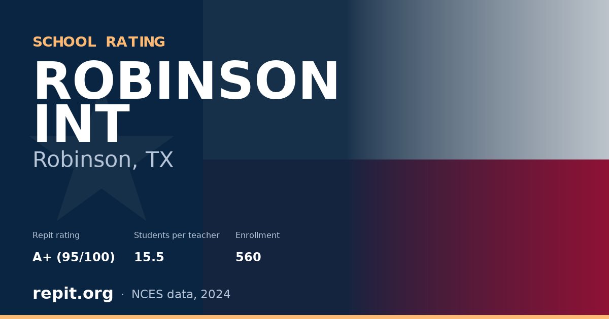 ROBINSON INT, Robinson, TX — Repit school rating A+ (95/100)