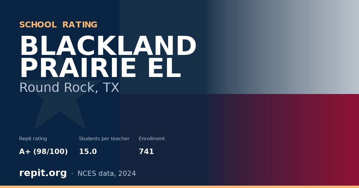 BLACKLAND PRAIRIE EL, Round Rock, TX — Repit school rating A+ (98/100)