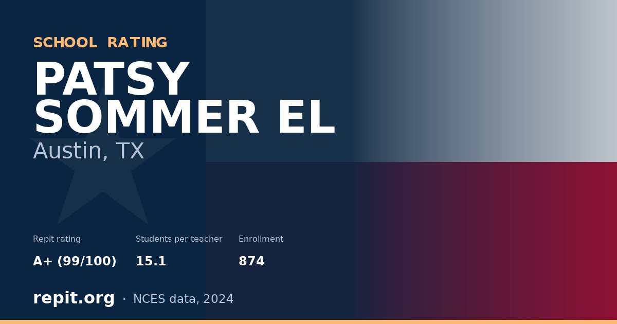 PATSY SOMMER EL, Austin, TX — Repit school rating A+ (99/100)