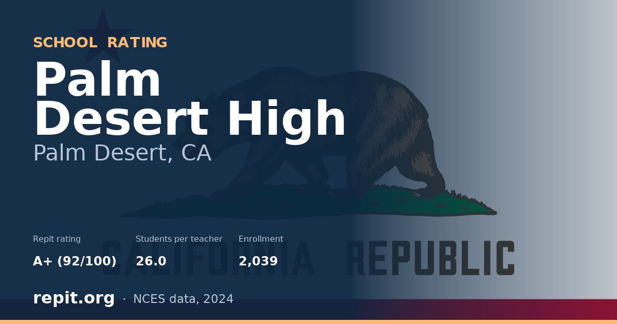 Palm Desert High, Palm Desert, CA — Repit school rating A+ (92/100)