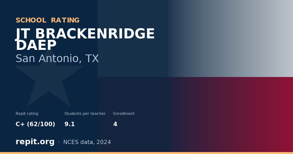 JT BRACKENRIDGE DAEP, San Antonio, TX — Repit school rating C+ (62/100)