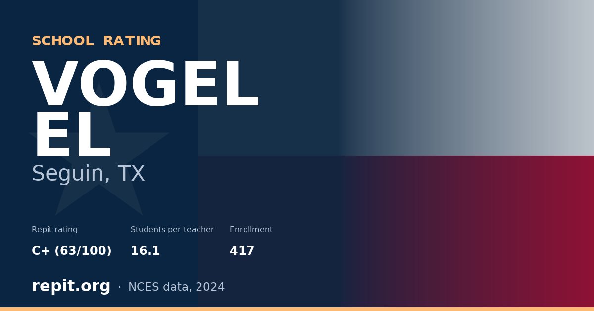VOGEL EL, Seguin, TX — Repit school rating C+ (63/100)
