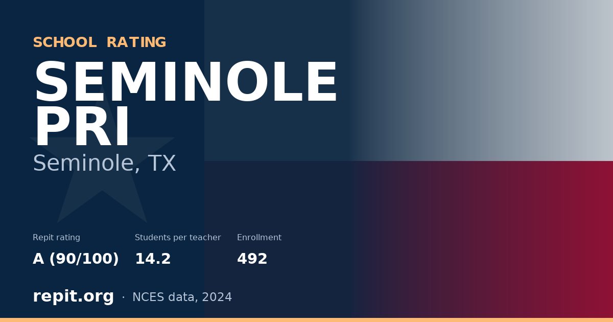 SEMINOLE PRI, Seminole, TX — Repit school rating A (90/100)