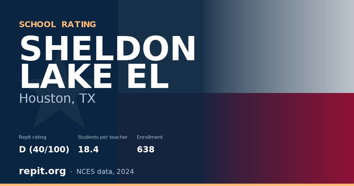 SHELDON LAKE EL, Houston, TX — Repit school rating D (40/100)