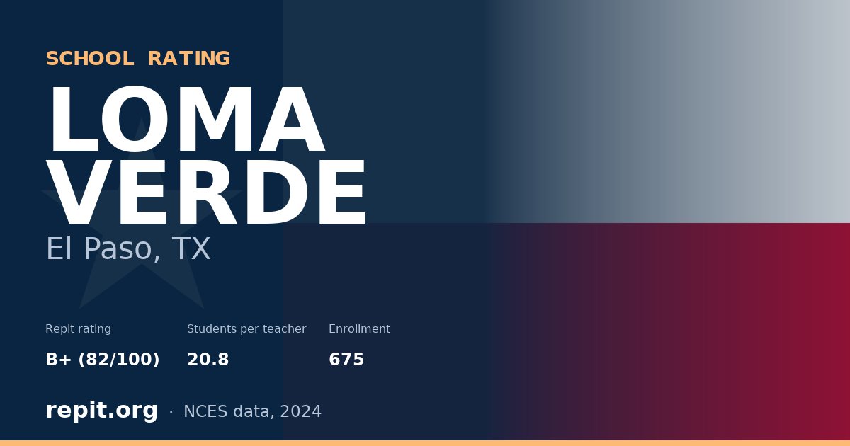 LOMA VERDE, El Paso, TX — Repit school rating B+ (82/100)