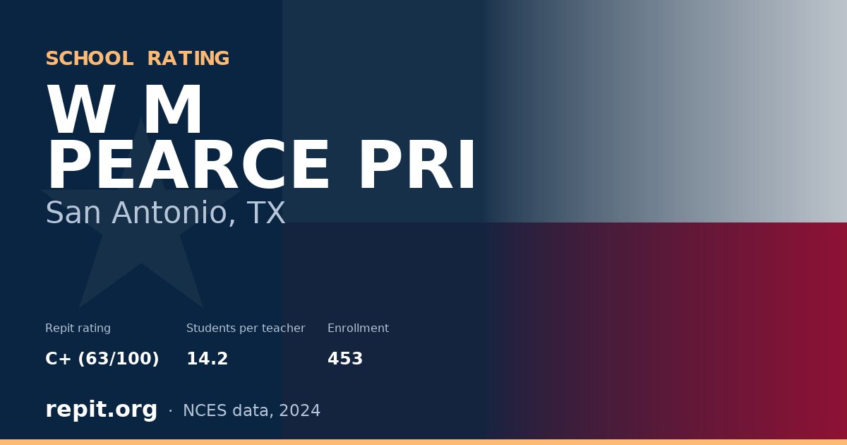 W M PEARCE PRI, San Antonio, TX — Repit school rating C+ (63/100)