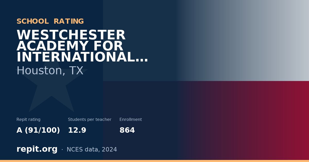 WESTCHESTER ACADEMY FOR INTERNATIONAL STUDIES, Houston, TX — Repit school rating A (91/100)