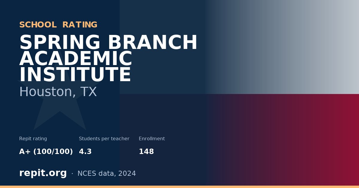 SPRING BRANCH ACADEMIC INSTITUTE, Houston, TX — Repit school rating A+ (100/100)