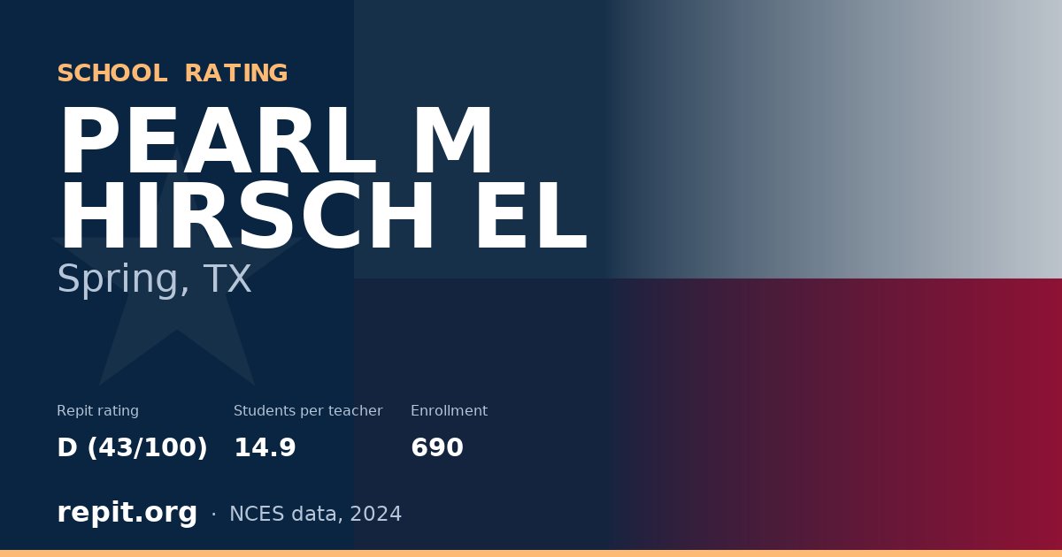 PEARL M HIRSCH EL, Spring, TX — Repit school rating D (43/100)