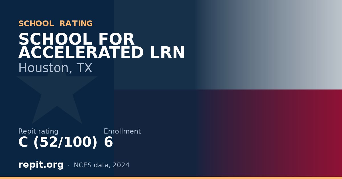 SCHOOL FOR ACCELERATED LRN, Houston, TX — Repit school rating C (52/100)