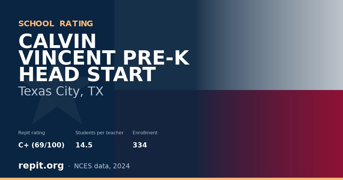 CALVIN VINCENT PRE-K HEAD START, Texas City, TX — Repit school rating C+ (69/100)