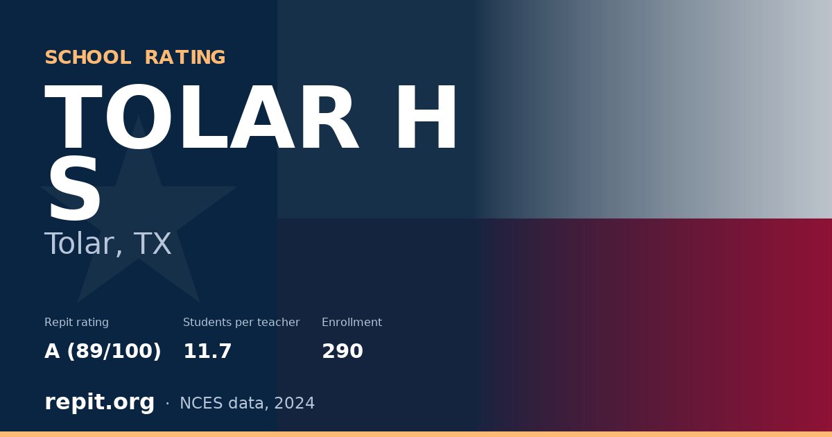 TOLAR H S, Tolar, TX — Repit school rating A (89/100)