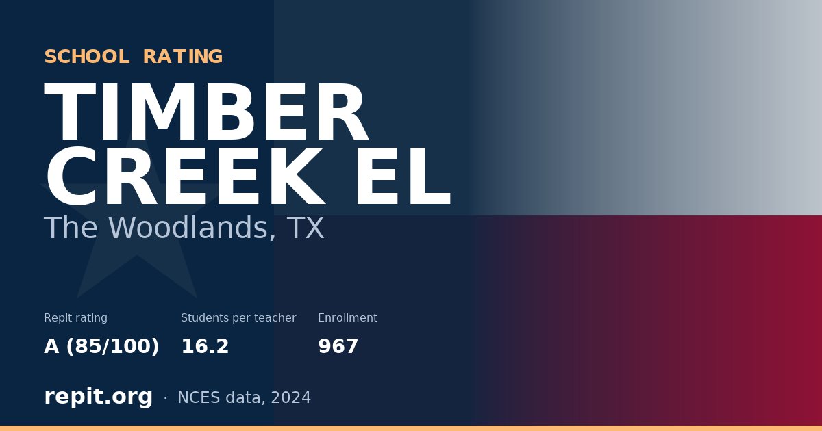 TIMBER CREEK EL, The Woodlands, TX — Repit school rating A (85/100)