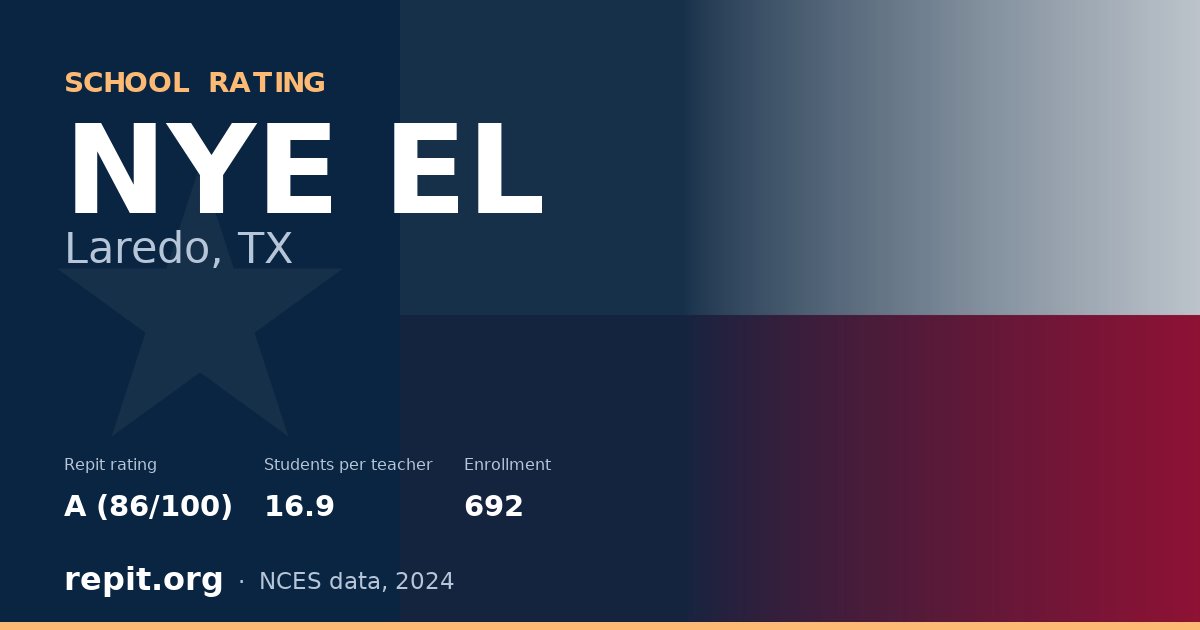 NYE EL, Laredo, TX — Repit school rating A (86/100)
