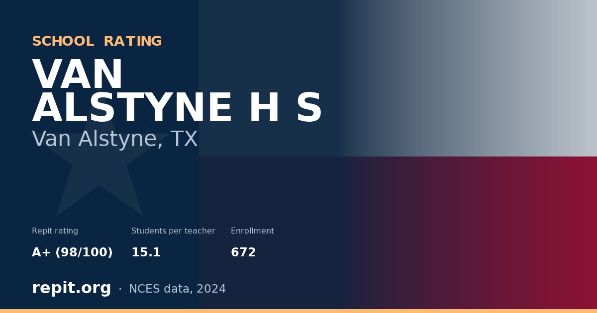 VAN ALSTYNE H S, Van Alstyne, TX — Repit school rating A+ (98/100)