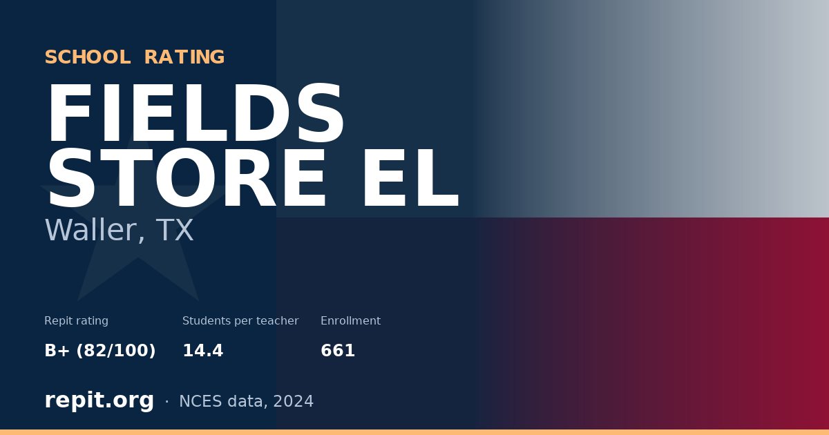 FIELDS STORE EL, Waller, TX — Repit school rating B+ (82/100)