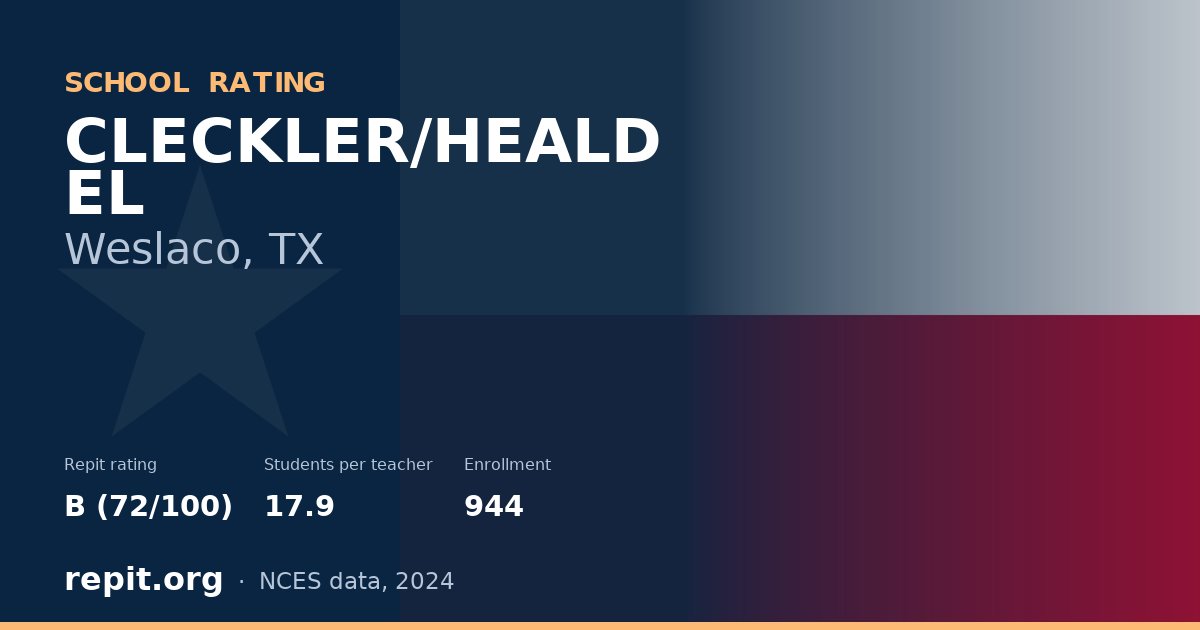 CLECKLER/HEALD EL, Weslaco, TX — Repit school rating B (72/100)