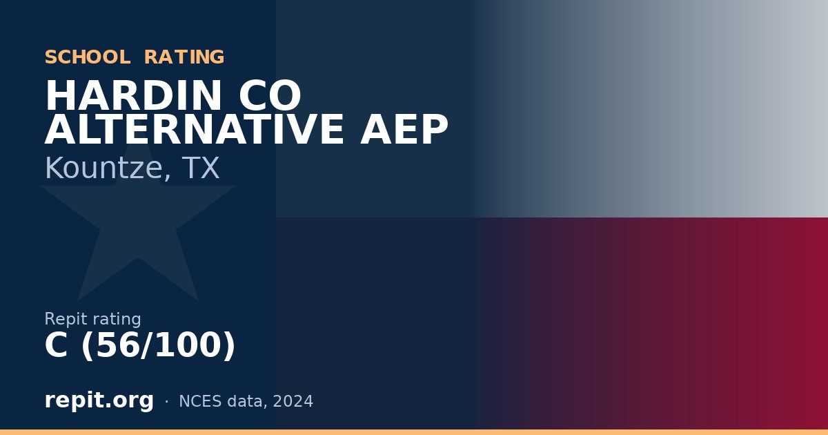 HARDIN CO ALTERNATIVE AEP, Kountze, TX — Repit school rating C (56/100)