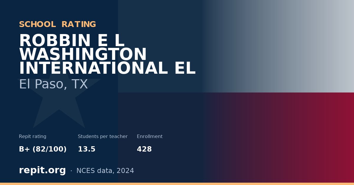 ROBBIN E L WASHINGTON INTERNATIONAL EL, El Paso, TX — Repit school rating B+ (82/100)