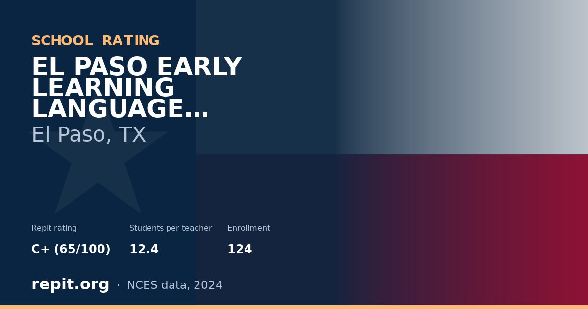 EL PASO EARLY LEARNING LANGUAGE ACADEMY, El Paso, TX — Repit school rating C+ (65/100)