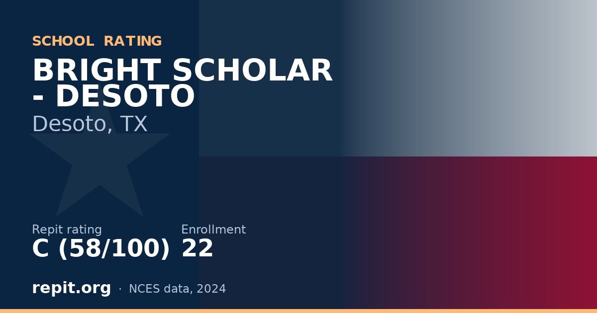 BRIGHT SCHOLAR - DESOTO, Desoto, TX — Repit school rating C (58/100)